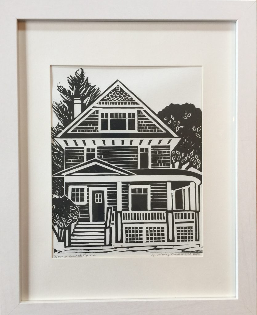 linocut house