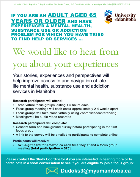 Seeking Adults 65+ For Late-Life Mental Health Study