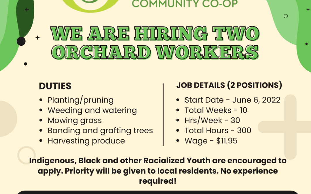 Youth Employment Opportunity – SSOCC Hiring Two Orchard Workers