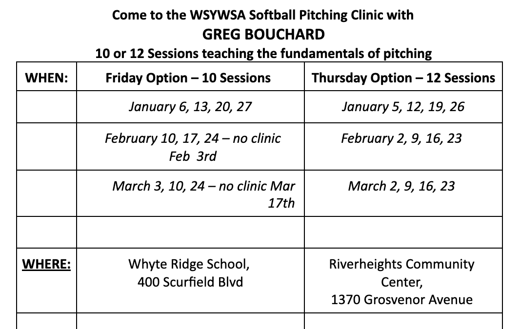 WSYWSA Pitching Fundamentals Clinic